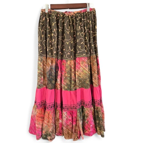 Natural Choice Boho Tiered Maxi Skirt Elastic Waist & Drawstring Free Size - Picture 2 of 11